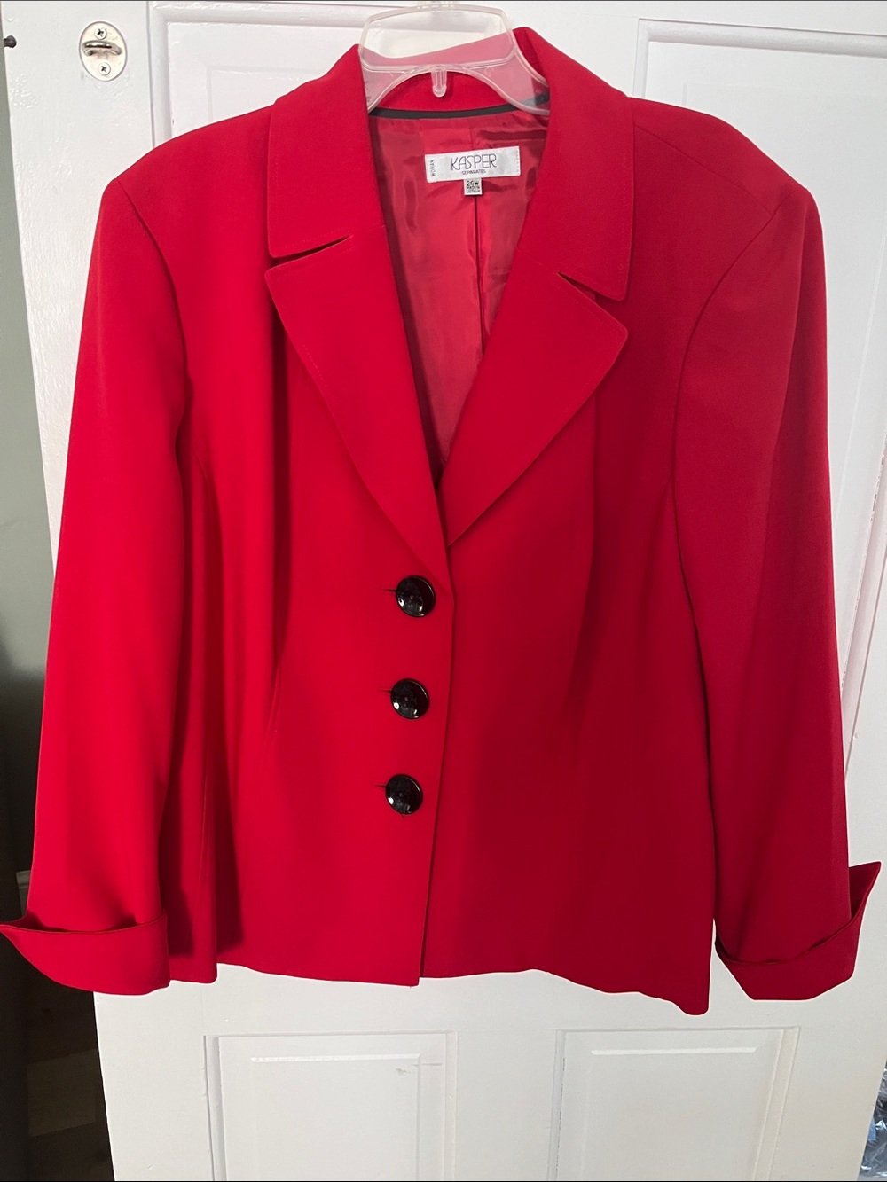 Kasper 24W Red Blazer Jacket 3/4 Sleeves